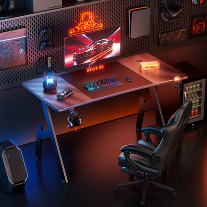 Gaming Schreibtisch, Gaming Tisch, Stabiler PC Tisch, Computertisch, Schwarz