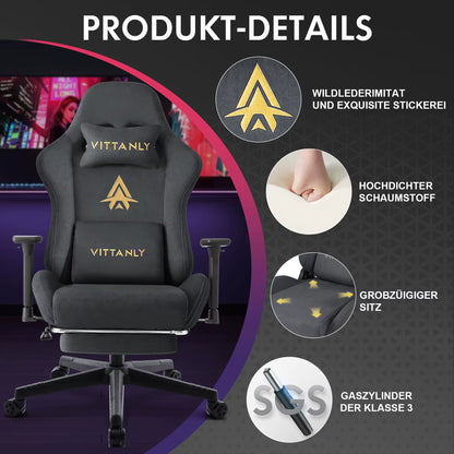 Brand Gaming Chair with Footrest Office Chair Ergonomic Lumbar Support Height Adjustable with Suede Leather Recliner Women Men