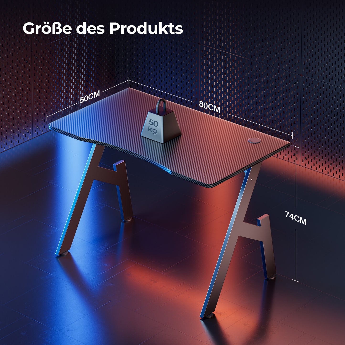 Gaming Schreibtisch, Gaming Tisch, Stabiler PC Tisch, Computertisch, Schwarz