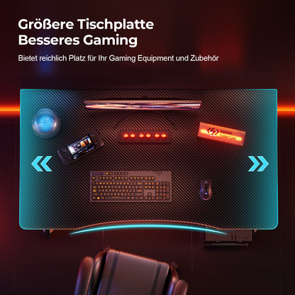 Gaming Schreibtisch, Gaming Tisch, Stabiler PC Tisch, Computertisch, Schwarz