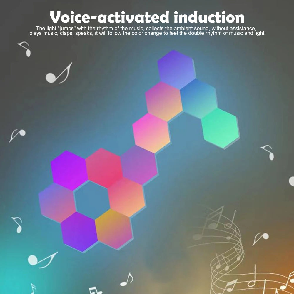 LED Hexagon Night Lights Smart Home Gaming Wall Lights Remote Control LED Panels Light Music Sync for Gaming Room Decor