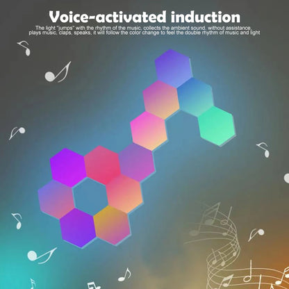 LED Hexagon Night Lights Smart Home Gaming Wall Lights Remote Control LED Panels Light Music Sync for Gaming Room Decor