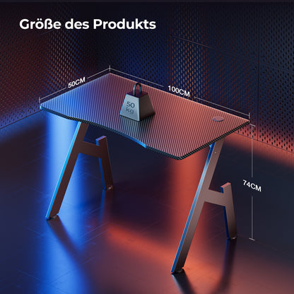 Gaming Schreibtisch, Gaming Tisch, Stabiler PC Tisch, Computertisch, Schwarz