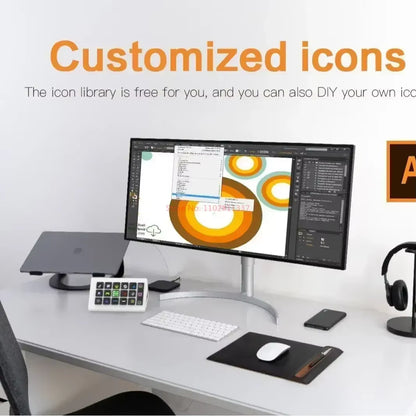 Visual Stream Deck Keyboard Lcd Button 15 Keys Live Content Creation Controller Custom Button for Windows/Macos/Android/Ios Gift